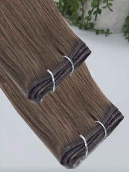 #8 Light Brown Genius Weft 21" Hair Extensions 50/100 grams